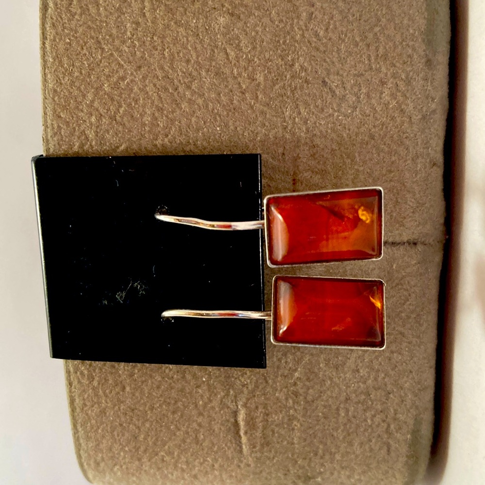 SS (925) & Amber, handmade Earrings